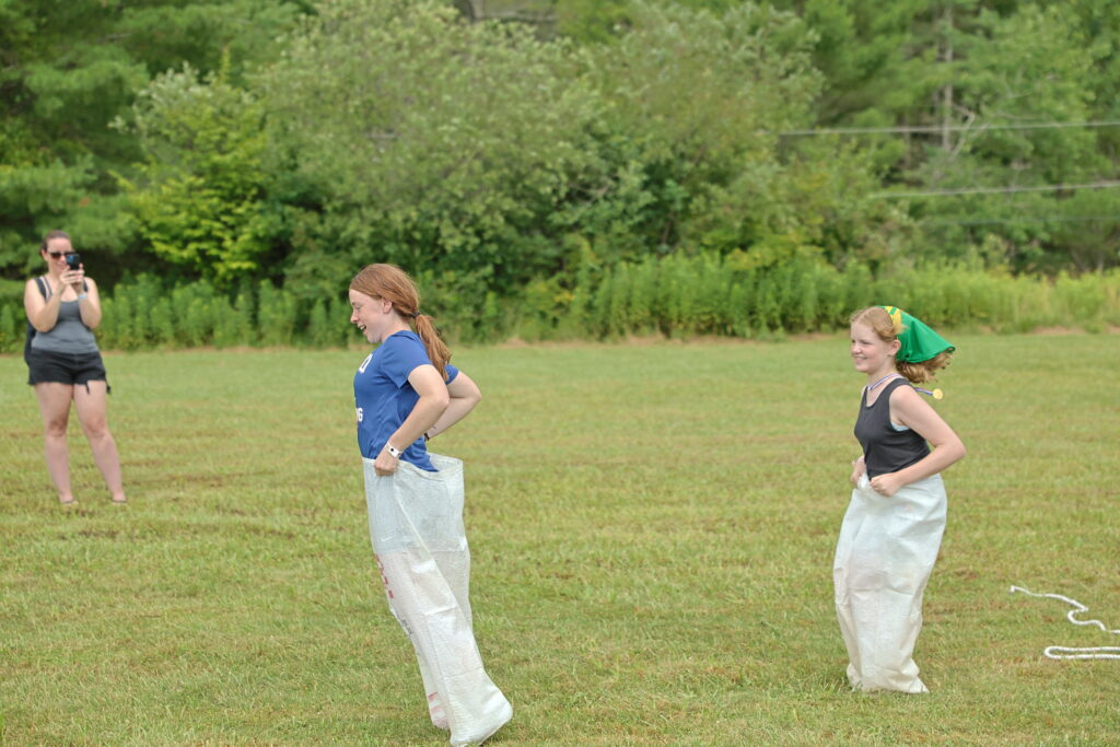 Children sack hopping